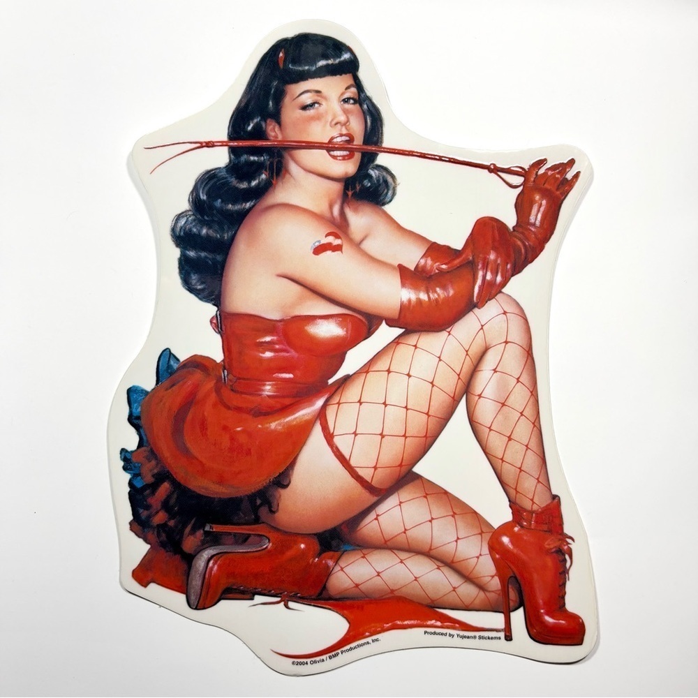 Collectors Vintage 2004 Fishnet Bettie Page 10” XL Vinyl Sticker